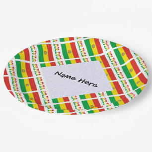 Bolivia Bolivian Flag Tiled Personalised Text Paper Plate
