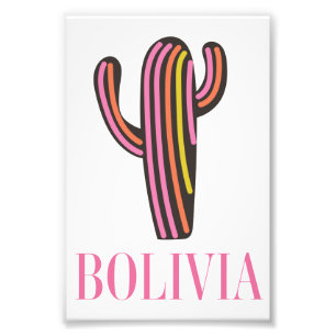 Bolivia cactus travel poster