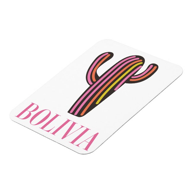 Bolivia cactus travel poster magnet (Left Side)