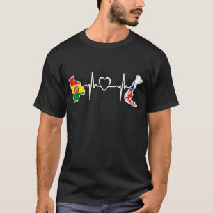 Bolivia Chilli Flag Bolivian Chilean Heartbeat T-Shirt