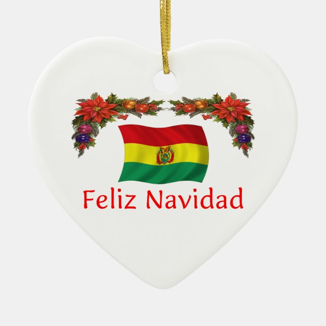 Bolivia Christmas Ceramic Tree Decoration (Front)