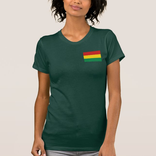 Bolivia Flag and Map dk T-Shirt (Front)