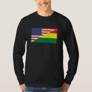 Bolivia Flag And Usa Flag Roots Bolivian Ancestry  T-Shirt