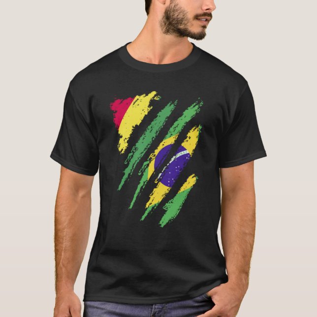 Bolivia Flag Brazil Grown Patriot Country Stripes T-Shirt (Front)