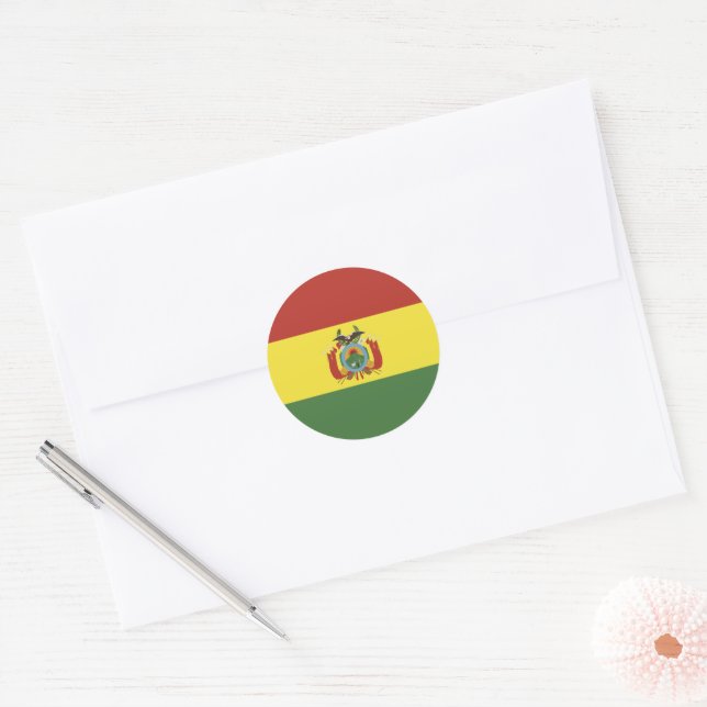 Bolivia flag classic round sticker (Envelope)