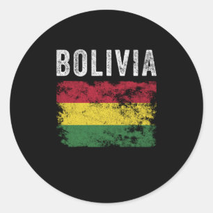Bolivia Flag Distressed - Bolivian Flag Classic Round Sticker