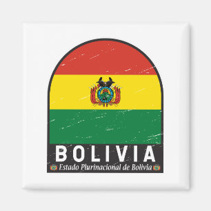Bolivia Flag Emblem Distressed Vintage Magnet