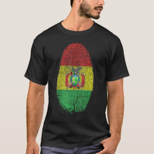 Bolivia Flag Fingerprint It Is In My Dna For Boliv T-Shirt