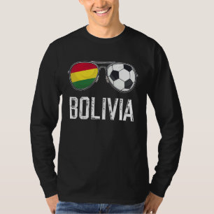 Bolivia Flag & Football Sunglass Bolivian Fan T-Shirt