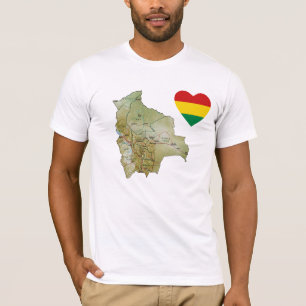 Bolivia Flag Heart and Map T-Shirt