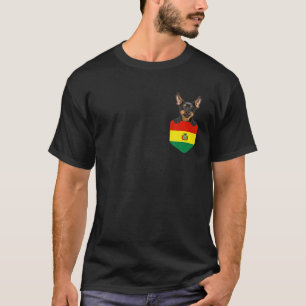 Bolivia Flag Miniature Pinscher Dog In Pocket T-Shirt