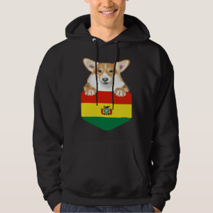 Bolivia Flag Pembroke Welsh Corgi Dog In Pocket Hoodie