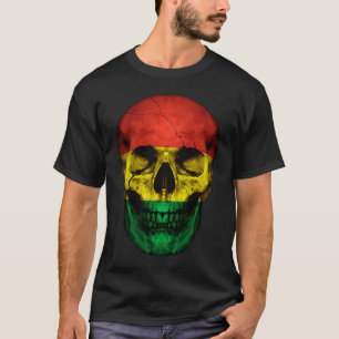 Bolivia Flag Skull Bolivian Roots Proud Patriotic T-Shirt