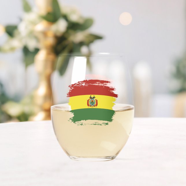 Bolivia flag stemless wine glass (Insitu (Wedding))