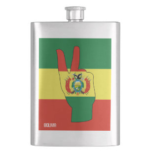 Bolivia Flag Victory Sign Patriotic Hip Flask