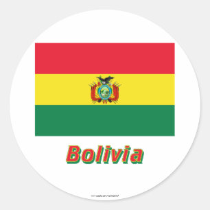 Bolivia Flag with Name Classic Round Sticker