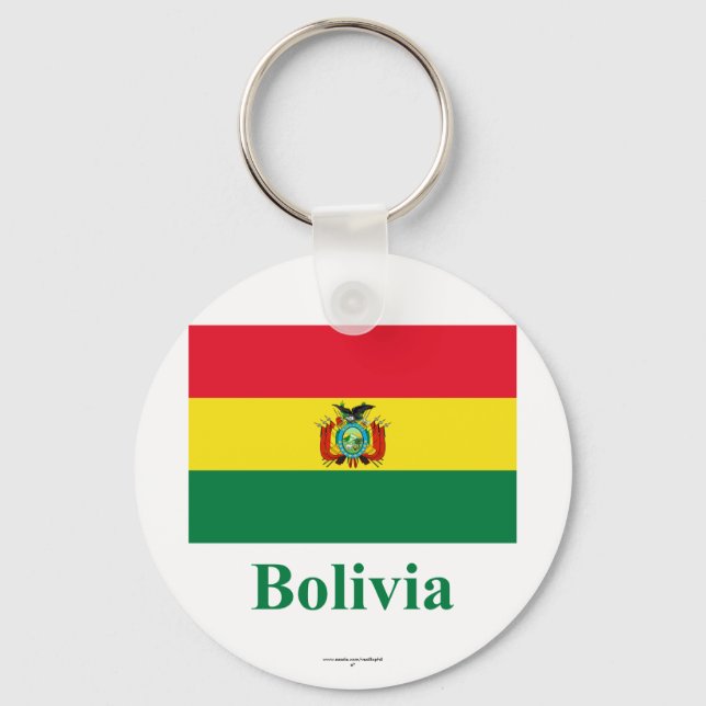 Bolivia Flag with Name Key Ring (Front)