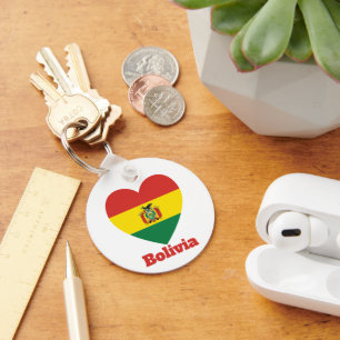 Bolivia Heart Flag Key Ring