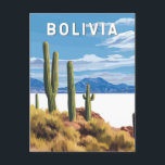 Bolivia Illustration Travel Art Vintage Postcard<br><div class="desc">Bolivia vector artwork design. Bolivia,  a diverse and breathtaking South American destination,  is known for its otherworldly Salar de Uyuni salt flats,  rich indigenous culture,  and stunning Andean landscapes.</div>