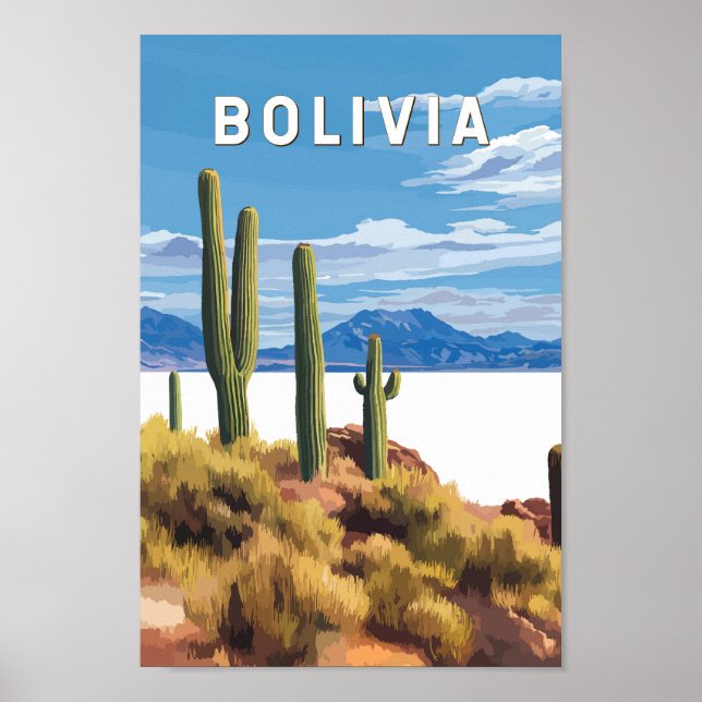 Bolivia Illustration Travel Art Vintage Poster (Front)