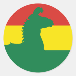 Bolivia Llama Alpaca Bolivian National Animal Flag Classic Round Sticker