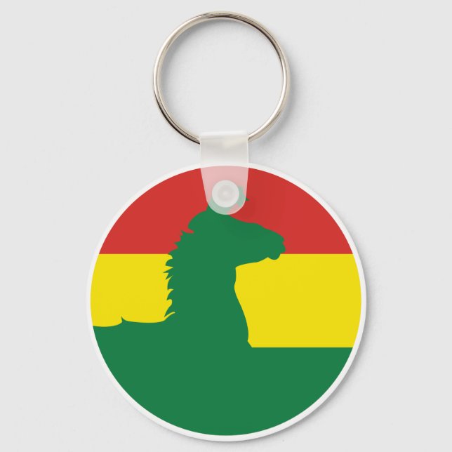 Bolivia Llama Alpaca Bolivian National Animal Flag Key Ring (Front)