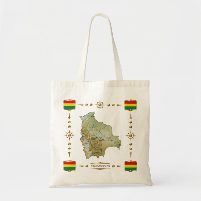 Bolivia Map + Flags Bag (Front)