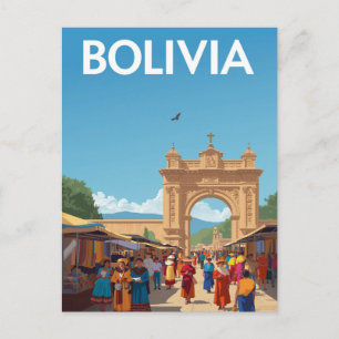 Bolivia Marketplace Archway Retro Postcard