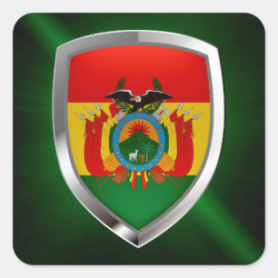 Bolivia Mettalic Emblem Square Sticker