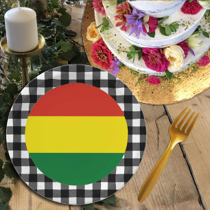 Bolivia Plate, buffalo plaid & Bolivian Flag Paper Plate
