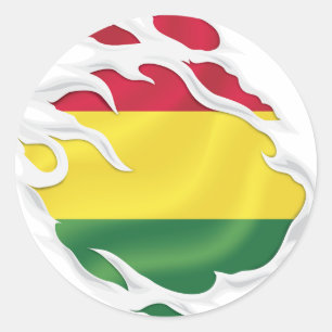 Bolivia Ripped Flag Classic Round Sticker