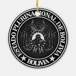 Bolivia Round Emblem Ceramic Tree Decoration