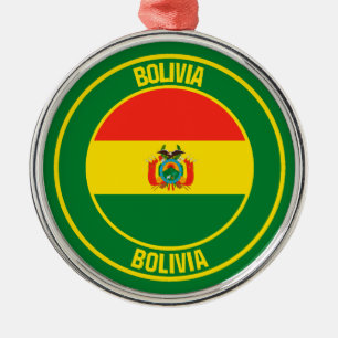 Bolivia Round Emblem Metal Tree Decoration