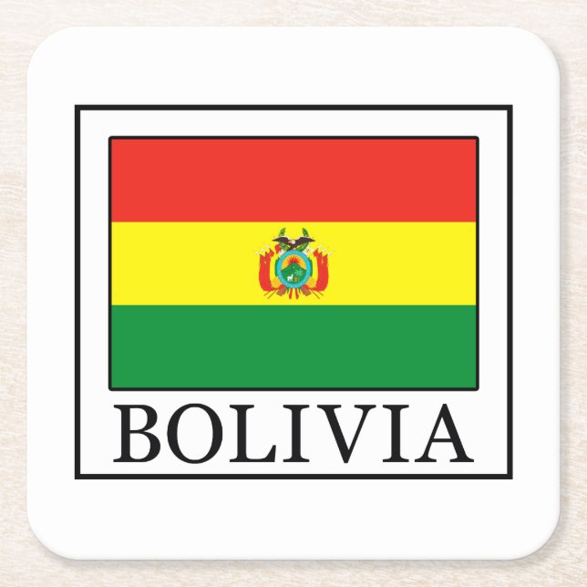 Bolivia Square Paper Coaster (Front)