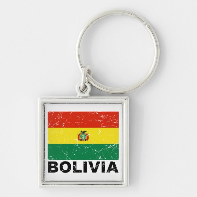 Bolivia Vintage Flag Key Ring (Front)
