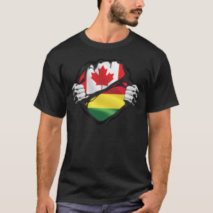 Bolivian Canadian Hands Ripped Roots Flag T-Shirt