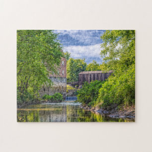 Bollinger Mill And Burfordville Covered Bridge Jigsaw Puzzle