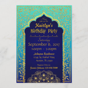 Bollywood Arabian Nights Birthday Invitation Card