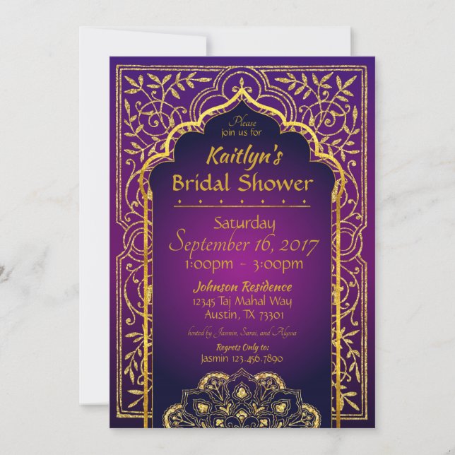 Bollywood Arabian Nights Bridal Shower Invitation (Front)
