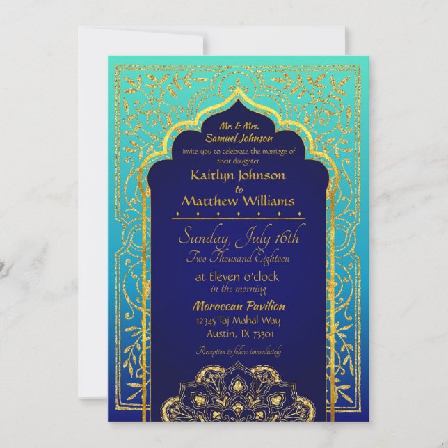 Bollywood Arabian Nights Wedding Invitation (Front)