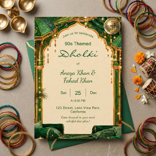 Bollywood Emerald 90s Dholki Desi Pakistani Night Invitation