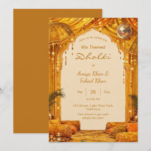 Bollywood Yellow 90s Dholki Desi Sangeet Night Invitation