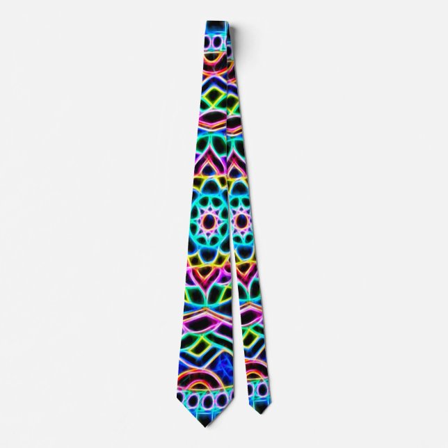 BOLO Men's Neon Fractal Satin Power Tie (Front)