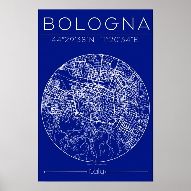 Bologna Blueprint Map Poster – Circular City Plan  (Front)