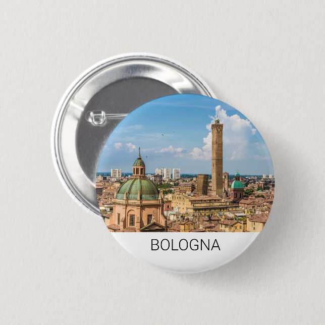 Bologna Emilia-Romagna Italy Panorama Souvenir 6 Cm Round Badge (Front & Back)