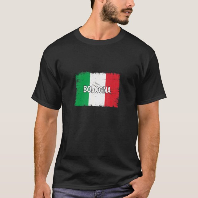 Bologna   Italy   City With Italian Flag T-Shirt (Front)