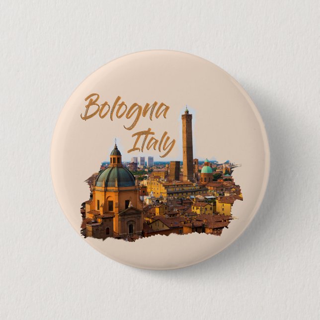 Bologna Italy: Historical Centre 6 Cm Round Badge (Front)