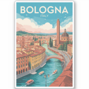Bologna Italy Illustration Travel Art Vintage