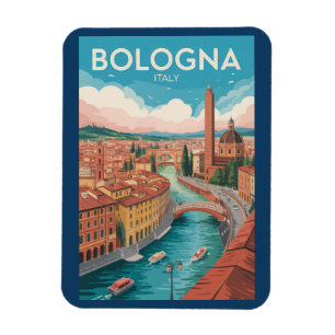 Bologna Italy Illustration Travel Art Vintage Magnet