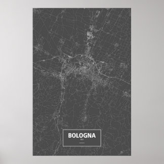 Bologna, Italy (white on black) Poster